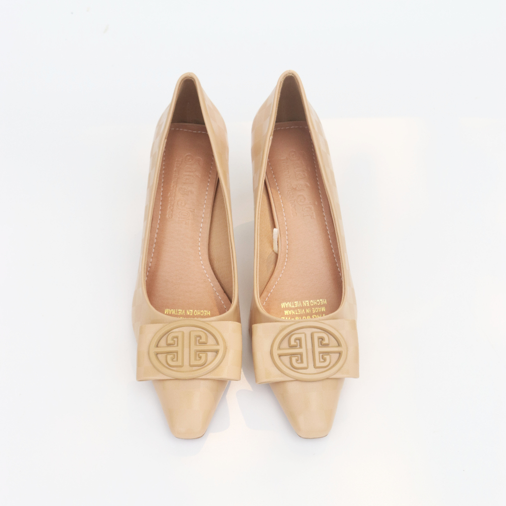 Giày Cao Gót Nữ HT.NEO Da Thật Cao Cấp ,Gót Cao 5cm ,Thiết Kế Họa Tiết Caro ,Kiểu Dáng Trẻ Trung ,Thanh Lịch