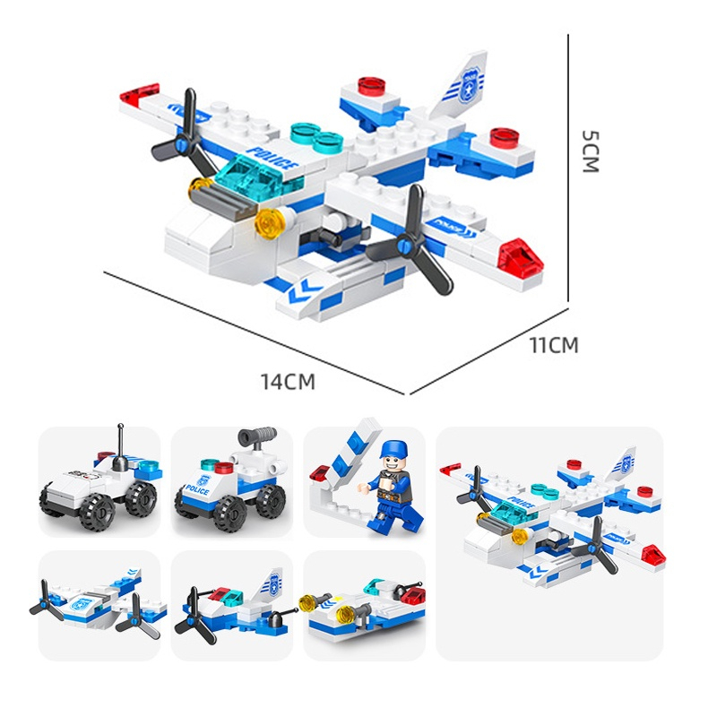 Bộ đồ chơi lắp ráp lego máy bay cảnh sát 137 chi tiết, lego  xếp hình trực thăng swat 6 mô hình đồ chơi cho bé