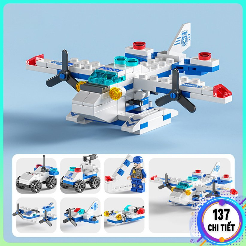 Bộ đồ chơi lắp ráp lego máy bay cảnh sát 137 chi tiết