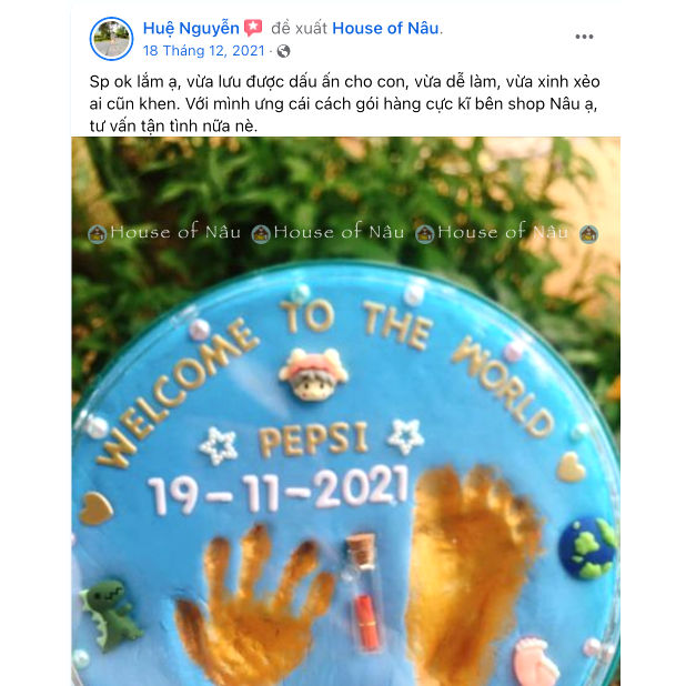 In dấu tay chân, bộ lưu giữ kỉ niệm cho bé, In dau chan tay, in dấu NAU TH