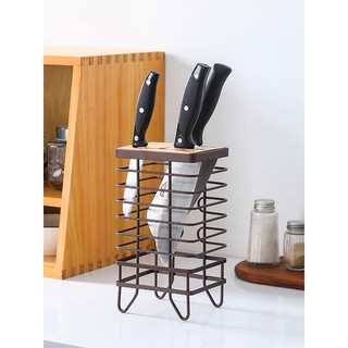 Kệ Cắm Dao Kéo Inox Mặt Gỗ 906, Kệ Cài Dao Kéo Nhà Bếp Inox Sơn Tĩnh Điện Không Gỉ
