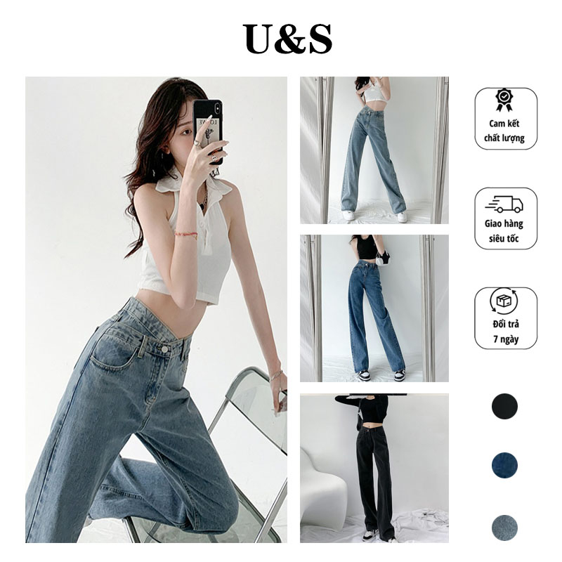 Quần jean nữ ống đứng co giãn quần bò nữ form đứng co dãn phong cách Ulzzang Thời trang quần bò baggy nữ cạp cao quan jiean nữ lưng cao