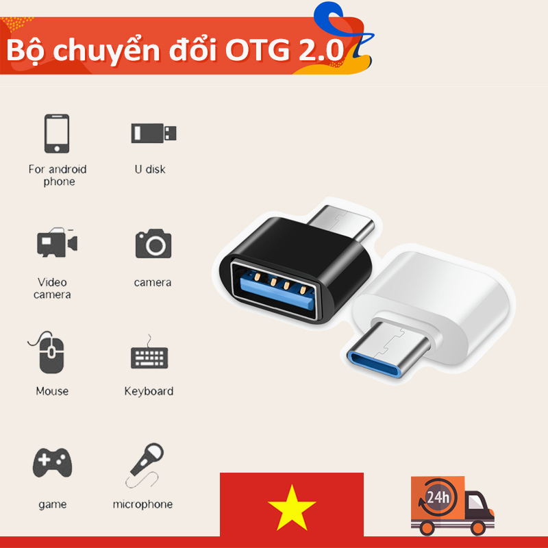 Đầu chuyển USB 2.0 ra Type C OTG để kết nối chuột bàn phím/tay cầm-CY