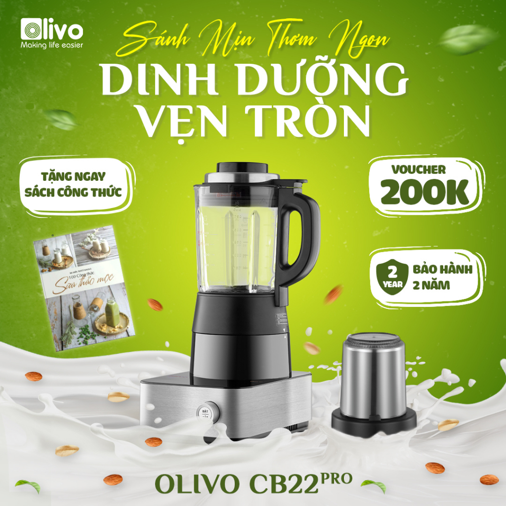 Máy Làm Sữa Hạt OLIVO CB22 PRO Livo Making Life Easier- 14 Chức Năng - Dung Tích 1.75L - Công Suất 1800W