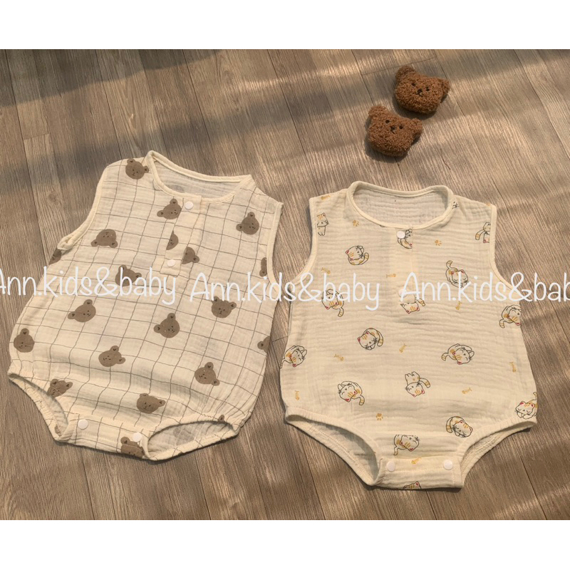 Bodysuit xô muslin  cho bé .từ 0-18 tháng ,thoáng mát an toàn cho bé