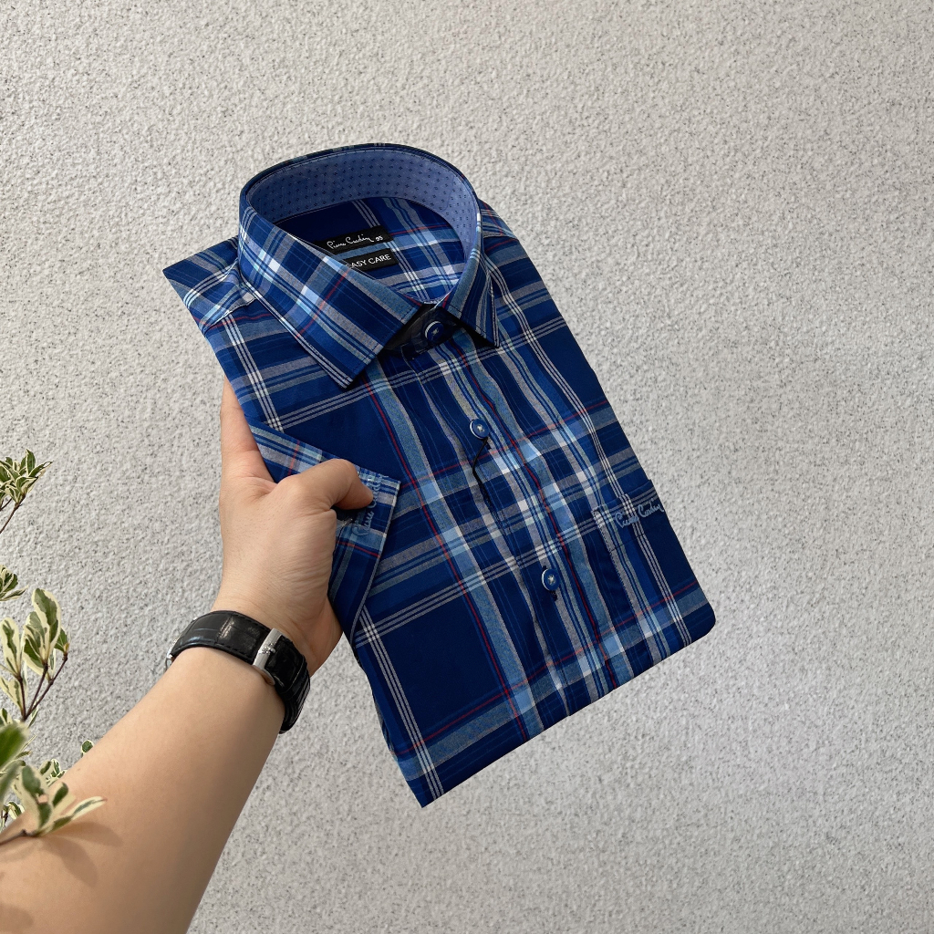 Áo sơ mi Pie-Cadinvn tay ngắn 1 túi cao cấp, dòng suông nhẹ thoải mái