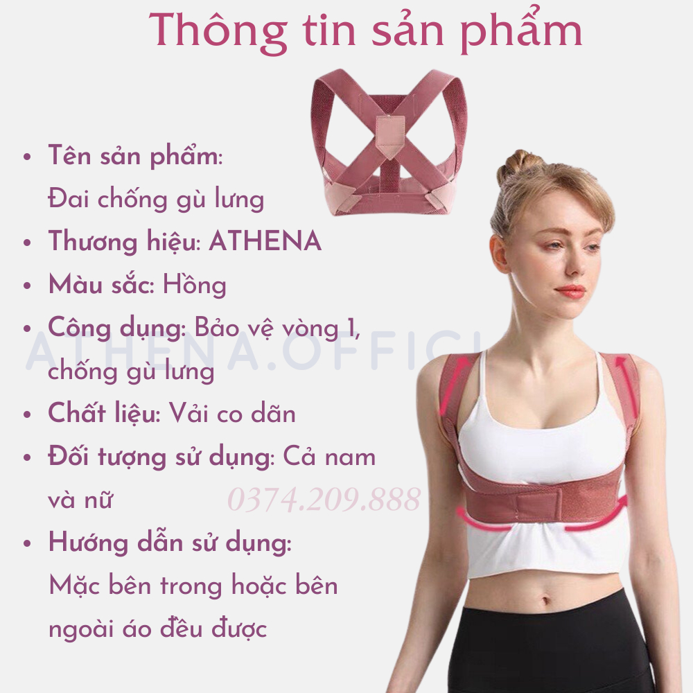 Đai Lưng Cột Sống Athena Chống Gù Bảo Vệ Vòng 1 Cho Cả Nam Và Nữ