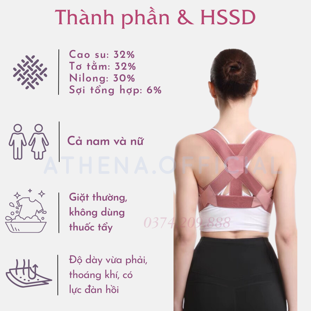 Đai Lưng Cột Sống Athena Chống Gù Bảo Vệ Vòng 1 Cho Cả Nam Và Nữ