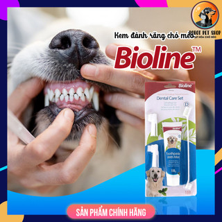 BÀN CHẢI + KEM ĐÁNH RĂNG BIOLINE CHO CHÓ MÈO 100G