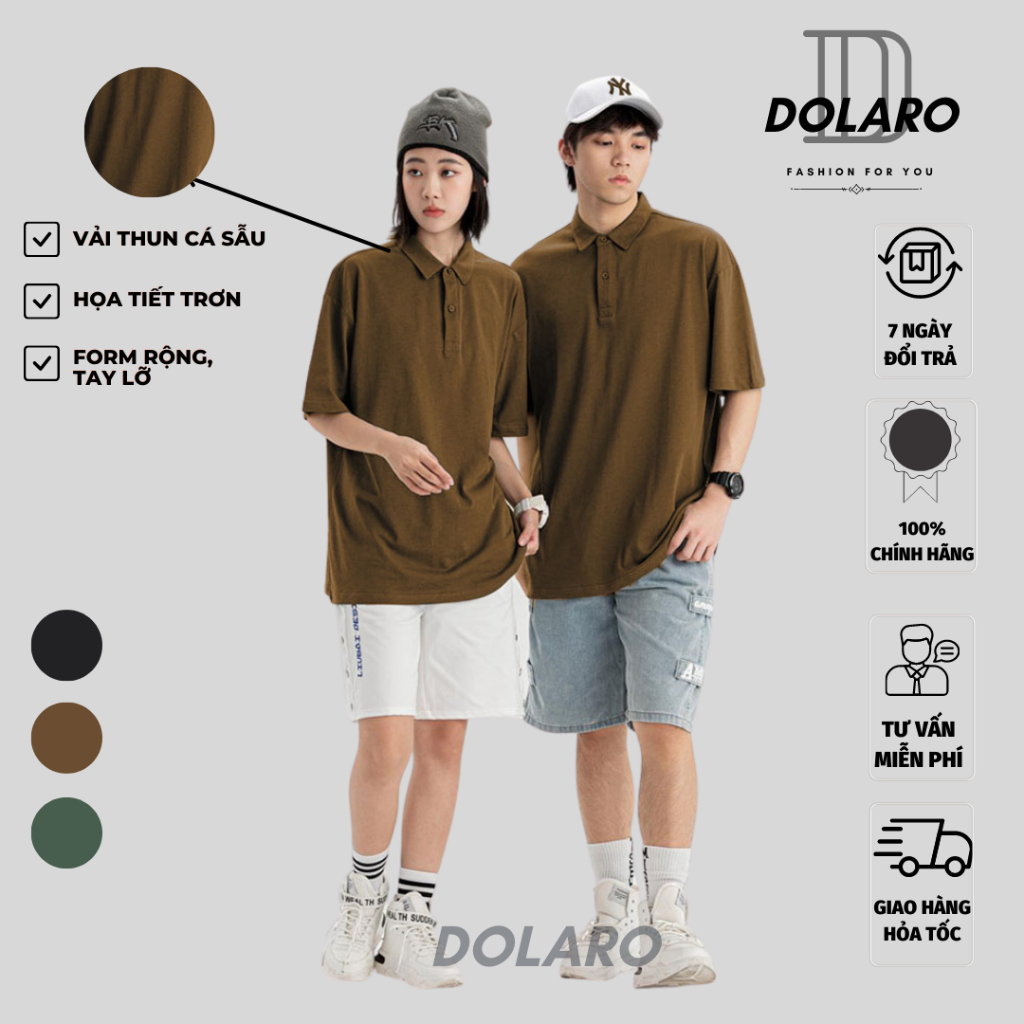 Áo polo nam form rộng local brand DOLARO chất áo thun cá sấu co dãn thoáng mát, có cổ bẻ dáng đẹp