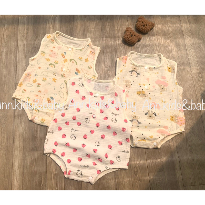 Bodysuit cho bé gái vải xô muslin ,từ 0-24 tháng.