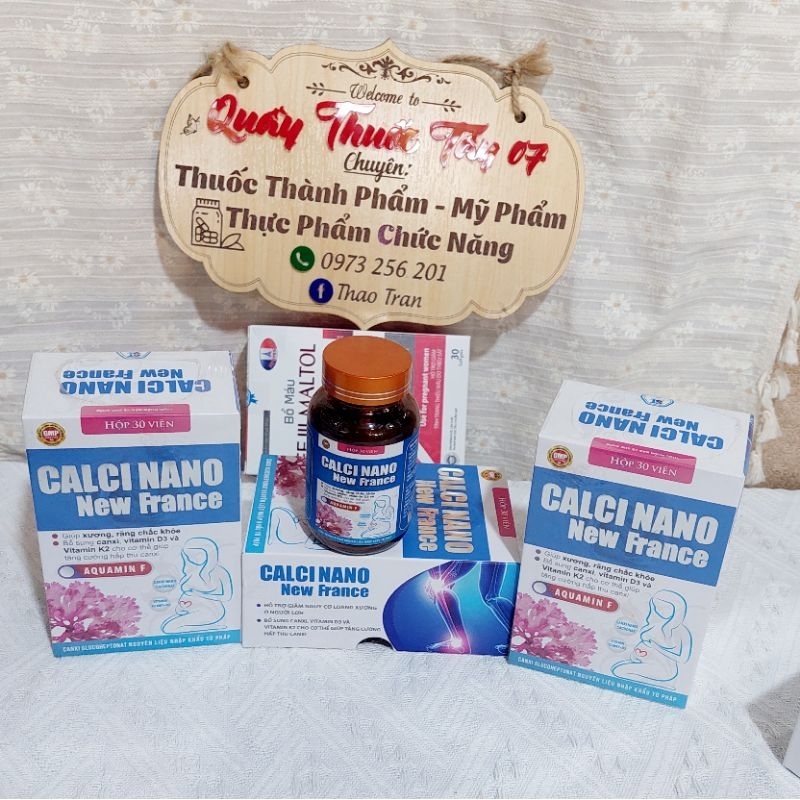 Calci Nano Vitamin D3K2MK7 Newfrance - Giúp Xương Răng Phát Triển Nguyên Liệu Nhập Khẩu Từ Pháp Lọ 30 Viên