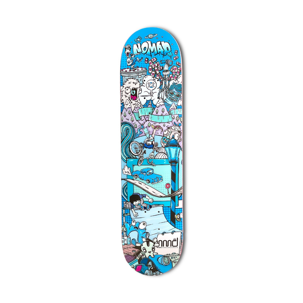 Mặt Ván Trượt Skateboard NOMAD ROAD BLUE DECK