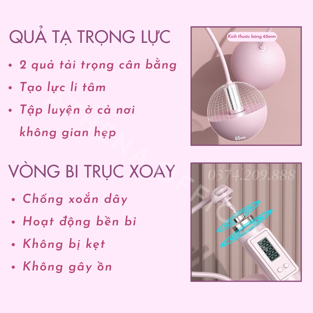 Dây Nhảy Thể Dục Athena Tự Động Đếm Số Lần Hỗ Trợ Giảm Cân Và Tăng Cường Sức Khỏe