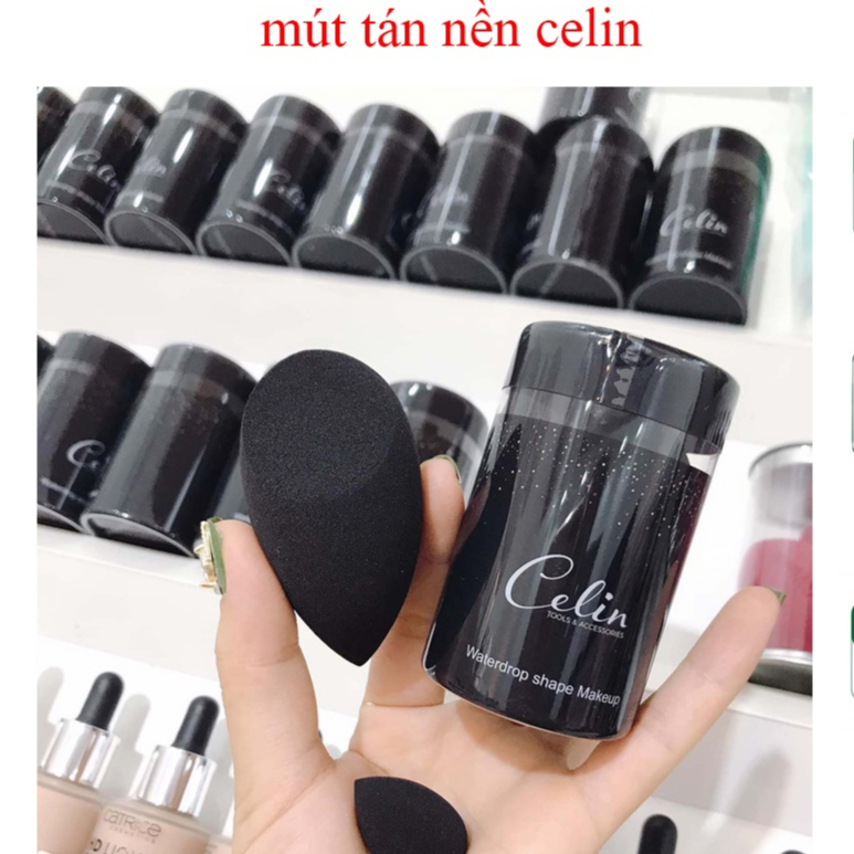 BônMút Tán Nền Celin 2 Chiếc Chính Hãng Gồm Màu Nâu Đen Chuyên Dùng Cho trang Điểm Siêu Mềm Đàn Hồi Cao