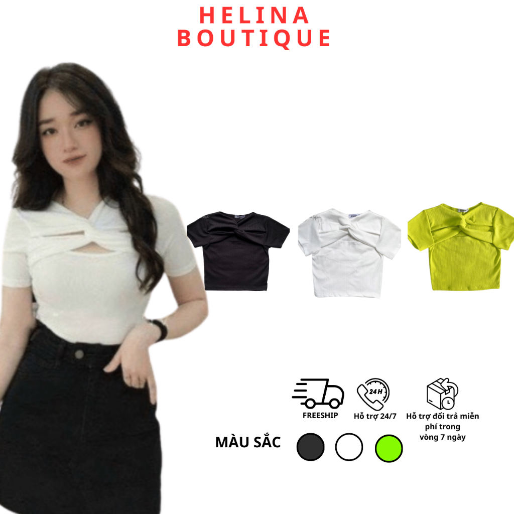 Áo Croptop Chéo Ngực Ôm Body Trơn | Áo Thun Croptop Nữ Basic Kiểu Dáng Ôm Body Sexy Phong Cách Cá Tính CT04
