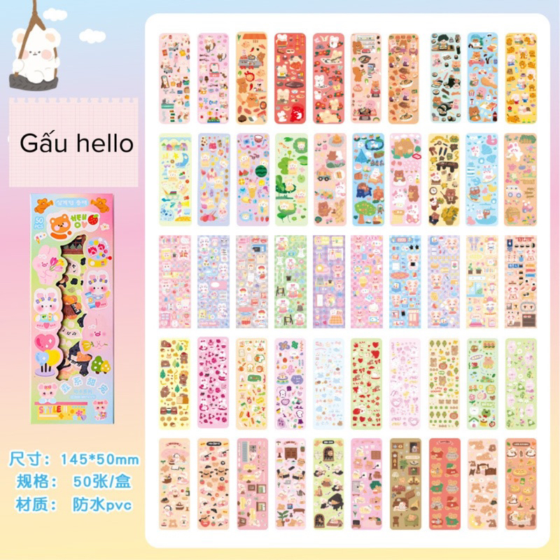 Hộp 50 tấm sticker Trang trí toploder