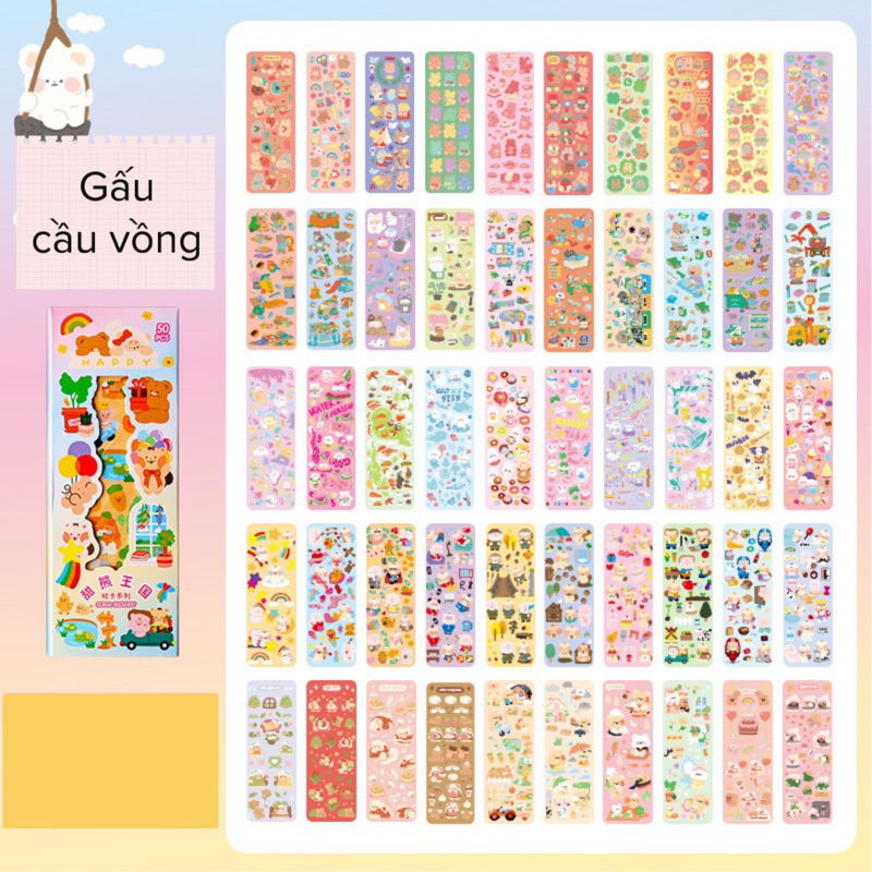 Hộp 50 tấm sticker Trang trí toploder