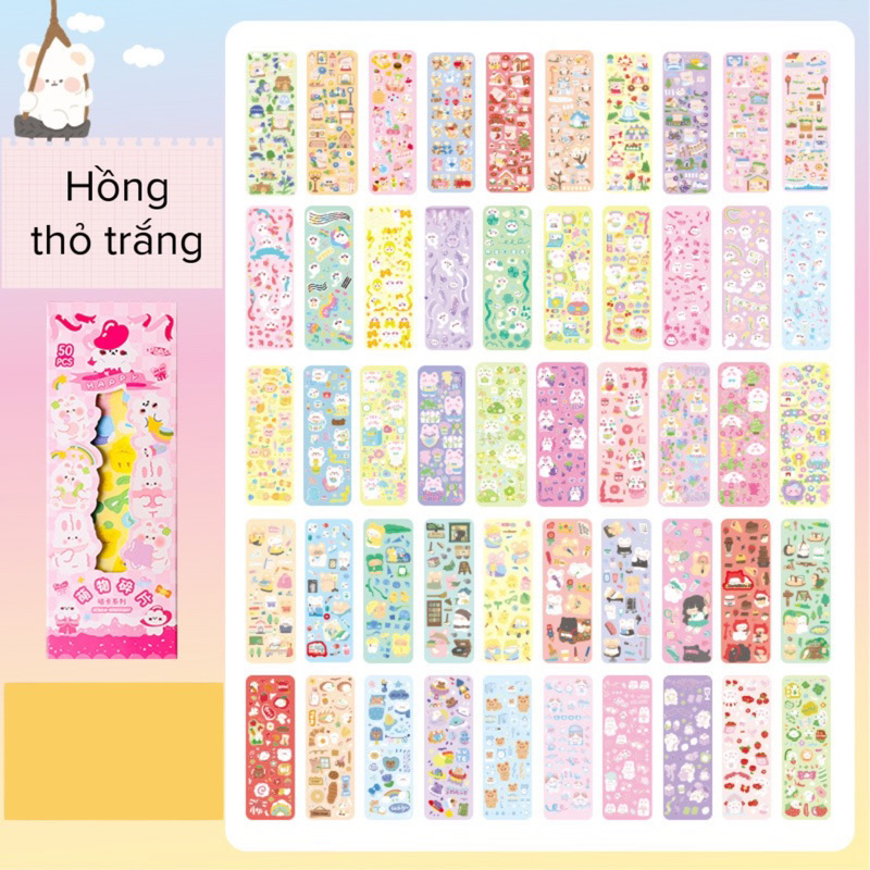 Hộp 50 tấm sticker Trang trí toploder
