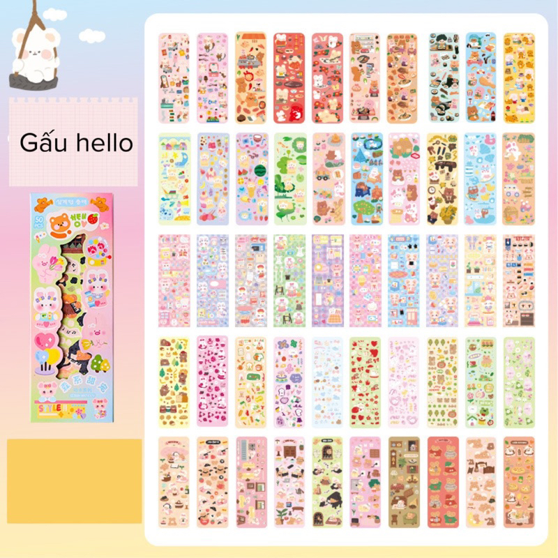 Hộp 50 tấm sticker Trang trí toploder