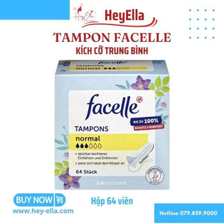 Băng vệ sinh dạng ống tampon Facelle không cần đẩy Facelle Normal, hộp 64 viên- Tự tin lên đồ thoải mái với tampon Đức