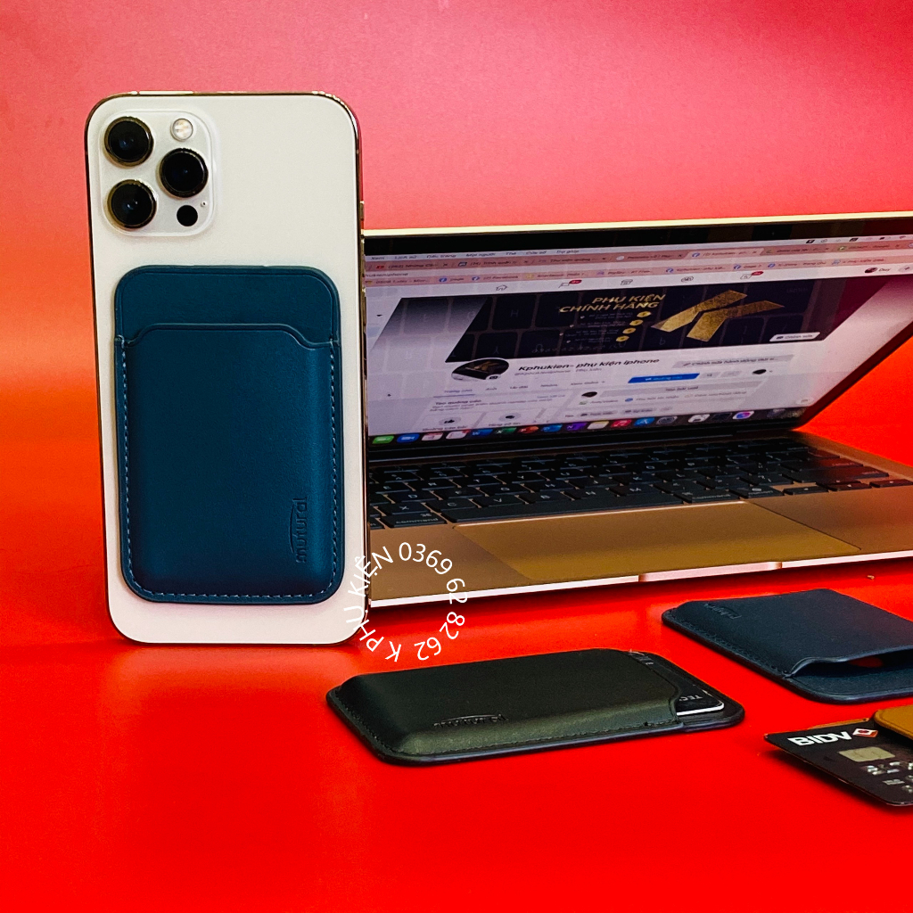 Ví đựng thẻ magsafe chất liệu da