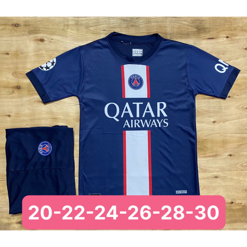 Bộ quần áo đá bóng CLB PSG xanh than trẻ em hàng thun thái cao cấp 2022-2023
