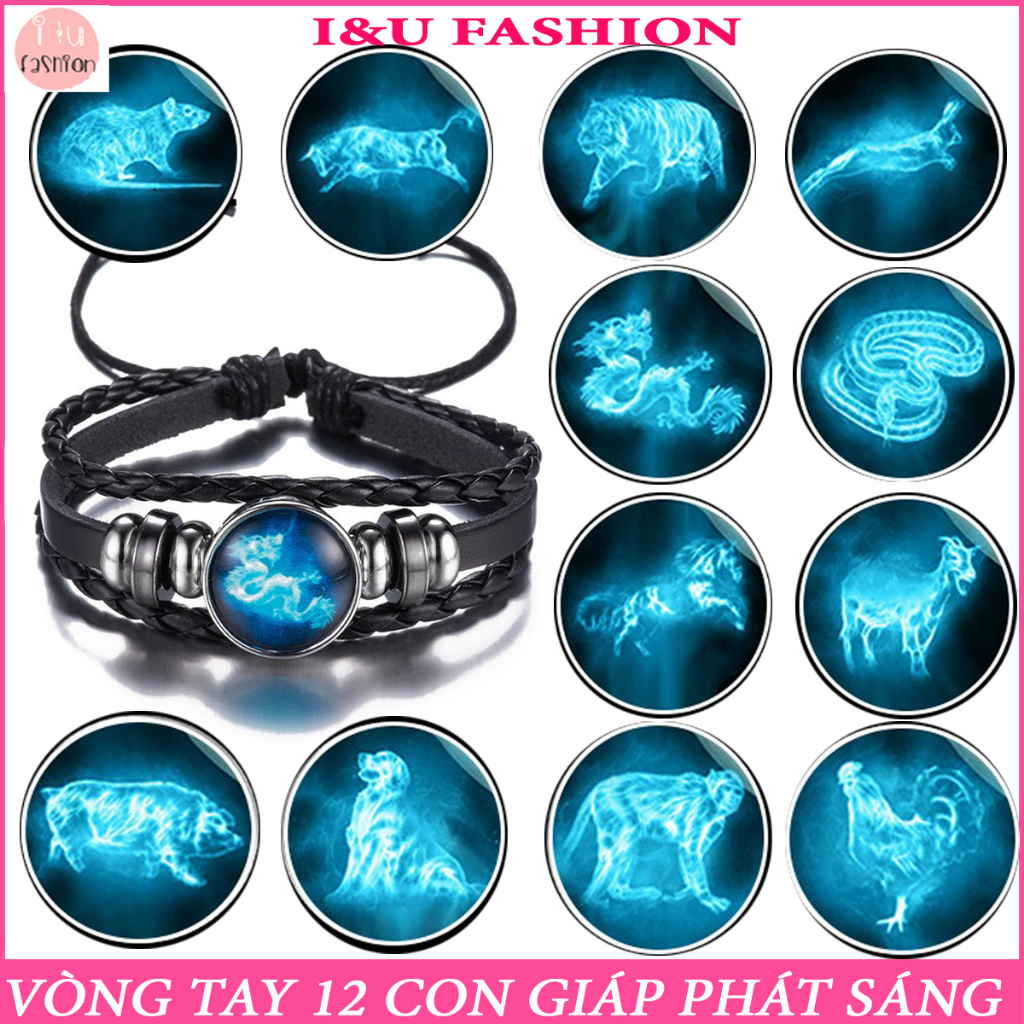 Vòng Tay Nam Nữ UNISEX 12 Con Giáp Dạ Quang Phát Sáng Độc Đáo Thời Trang Hiphop Cá Tính Kiểu Rút Có Thể Điều Chỉnh VT-78