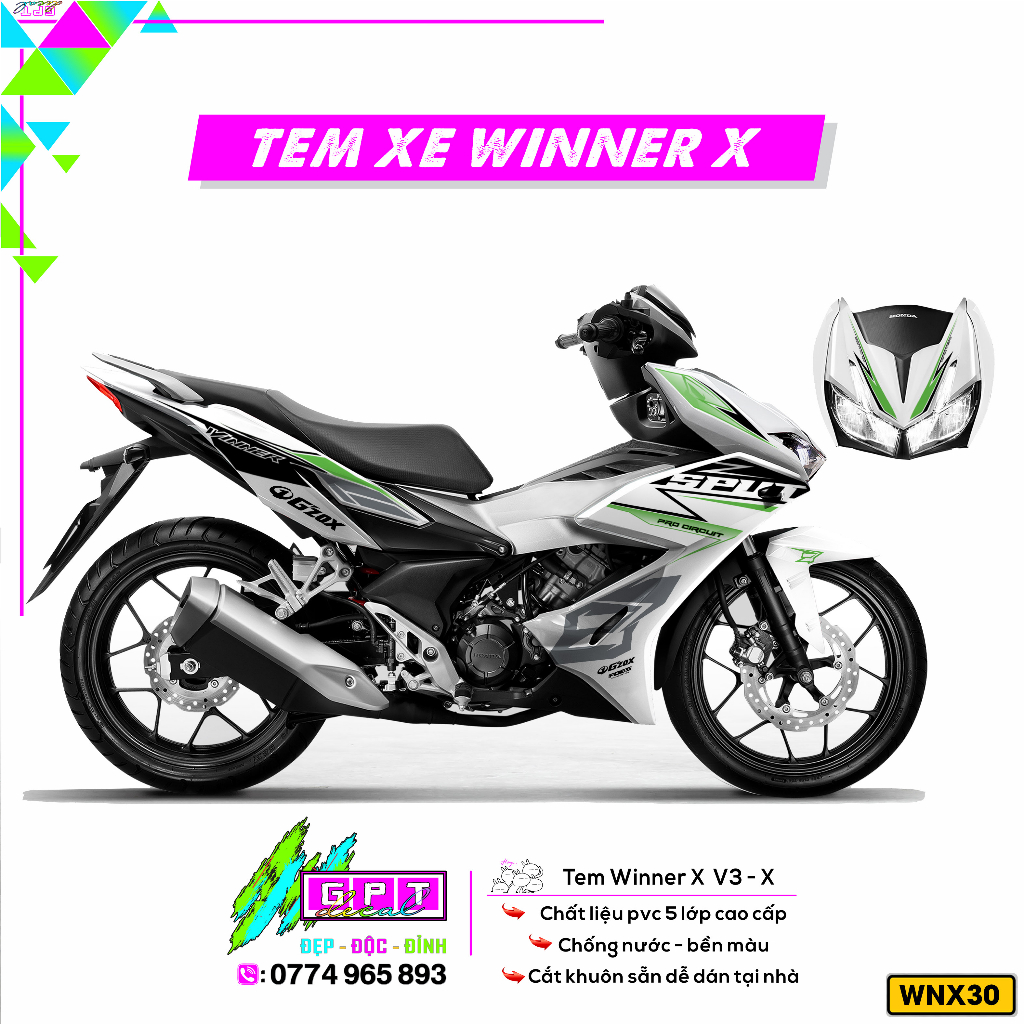 Tem Dán Xe Winner X V2 Mẫu Thể Thao 150 I 30 I Decal Xe Cao Cấp Bền Màu-Chống Nước- Dễ Dán Tại Nhà