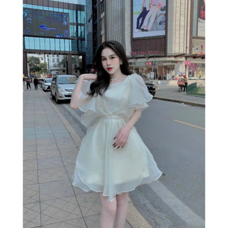 ĐẦM VOAN TƠ TAY TIÊN CỔ VIỀN NGỌC⚡HỎA TỐC⚡ MEOINDAHOUSE