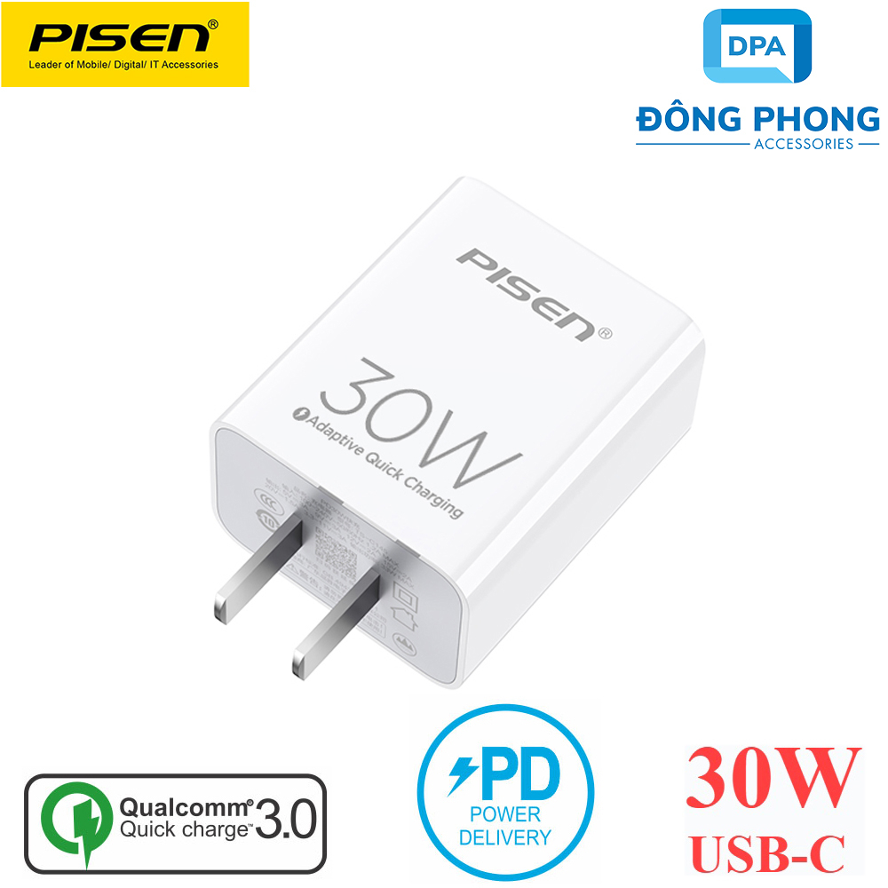 Củ Sạc Nhanh Pisen PD 30W Công Suất Cao Chính Hãng