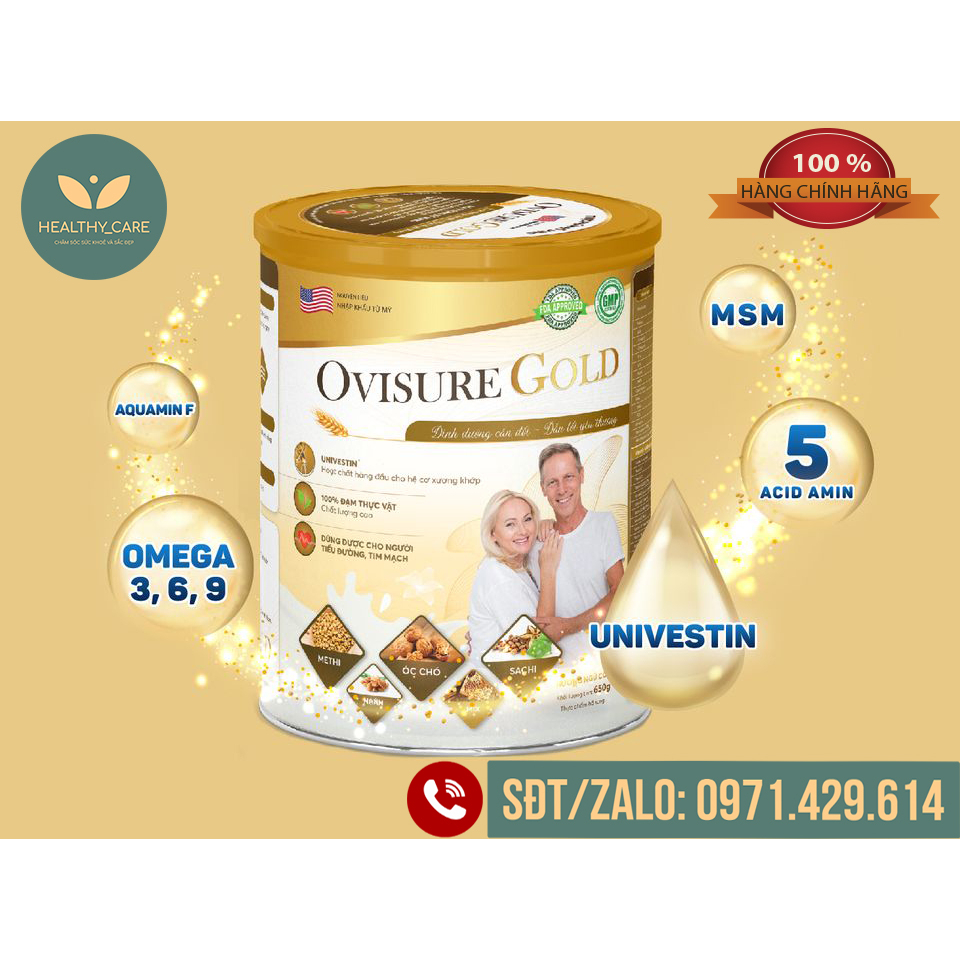 Combo 2 lon Sữa hạt xương khớp Ovisure Gold Mẫu Mới 2 Tem Chống Hàng Giả 650g  - giúp xương khớp dẻo dai