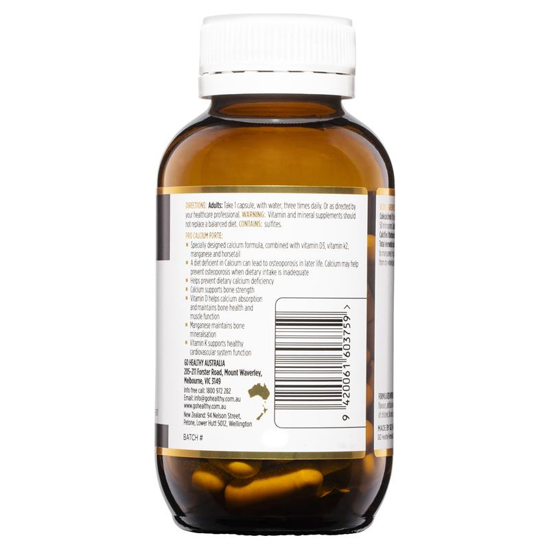 Viên uống bổ sung canxi GO Healthy Pro Calcium Forte 60 viên, hỗ trợ sức khỏe xương khớp