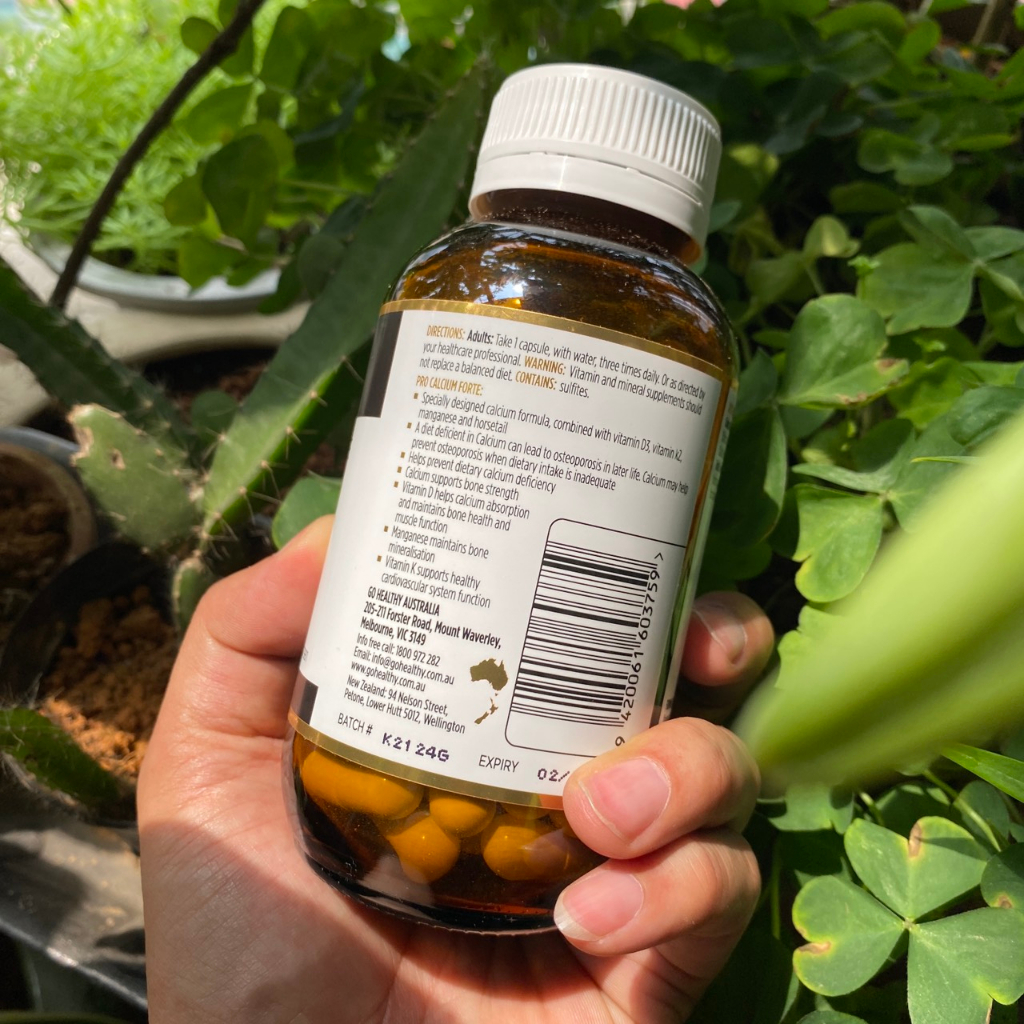 Viên uống bổ sung canxi GO Healthy Pro Calcium Forte 60 viên, hỗ trợ sức khỏe xương khớp