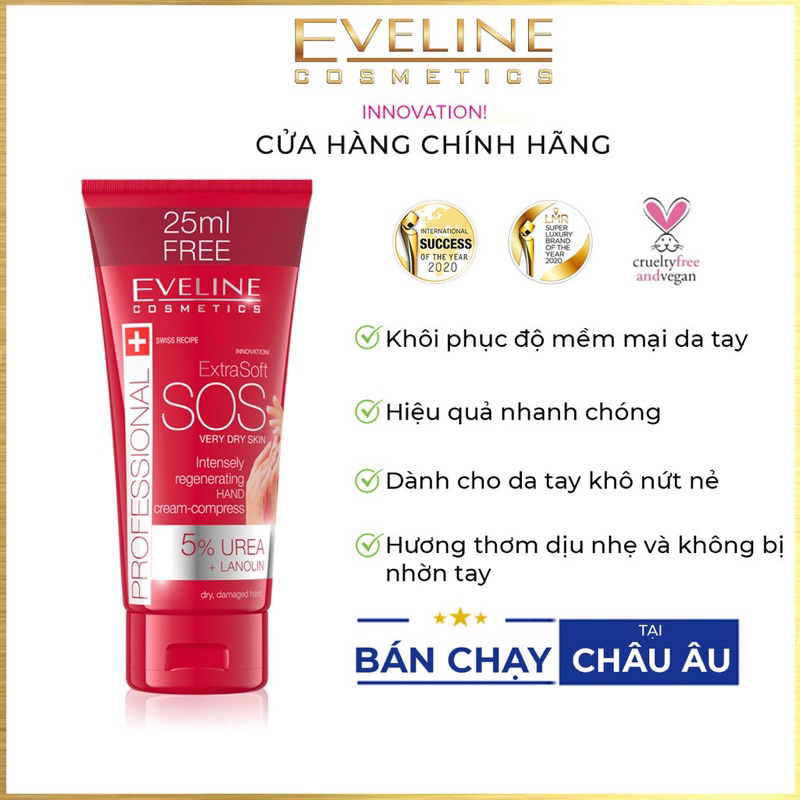 Kem Dưỡng Tái Tạo Da Tay Eveline Extra Soft SOS (100ml)