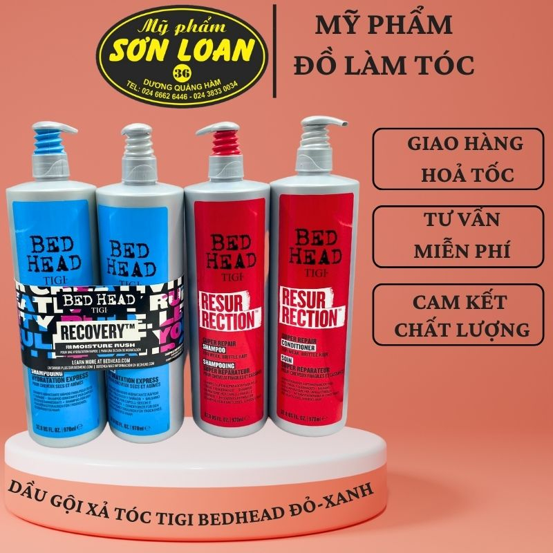 Cặp dầu gội xả Tigi BedHead Đỏ - Xanh 970ml mới giúp tóc phục hồi hư tổn khô xơ