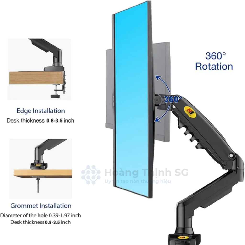 Arm màn hình máy tính NB F80, giá treo màn hình máy tính NB F80 17-30 inch, xoay 360 độ tải trọng 9kg - Chính Hãng