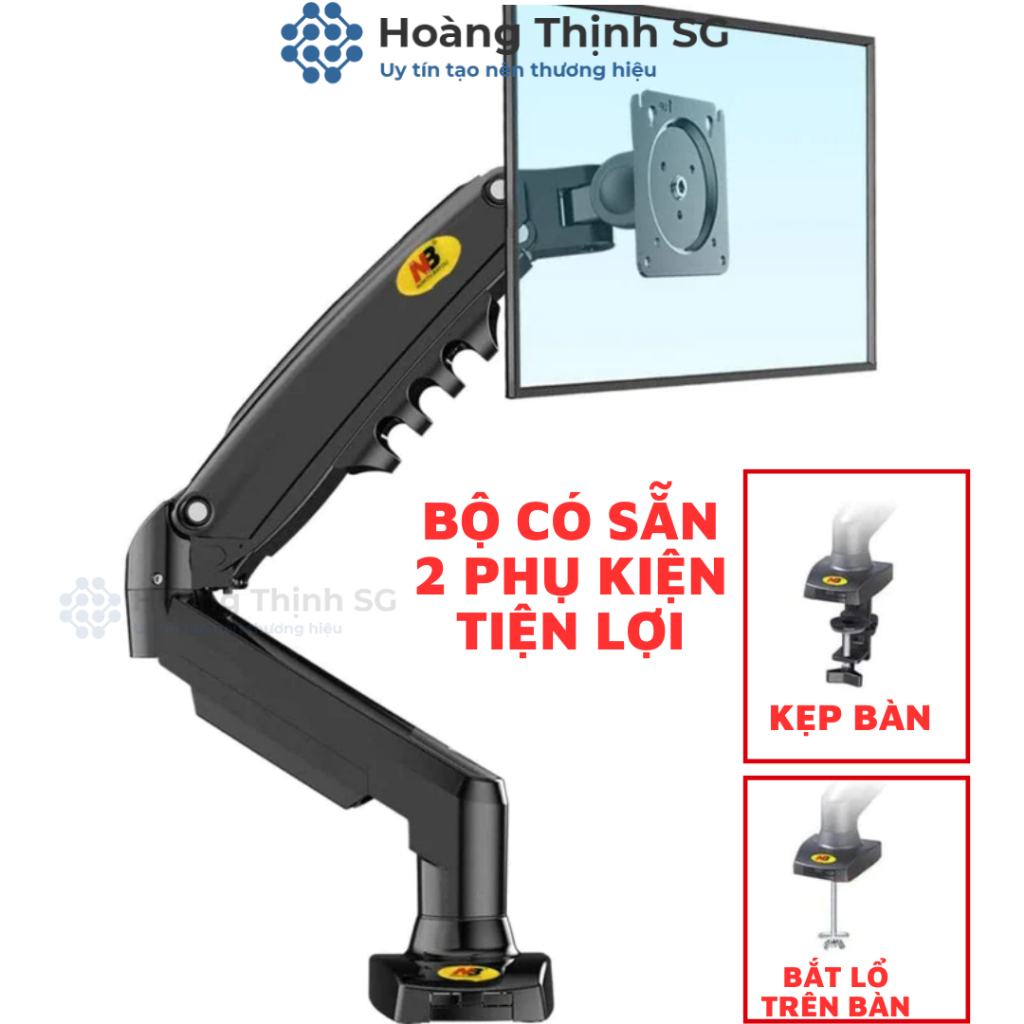 Arm màn hình máy tính NB F80, giá treo màn hình máy tính NB F80 17-30 inch, xoay 360 độ tải trọng 9kg - Chính Hãng
