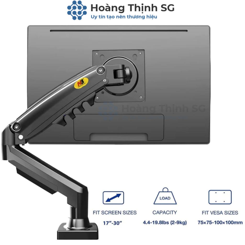 Arm màn hình máy tính NB F80, giá treo màn hình máy tính NB F80 17-30 inch, xoay 360 độ tải trọng 9kg - Chính Hãng