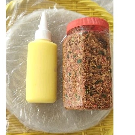 Bánh tráng phơi sương 250g bánh +hủ muối trộn 200g  và 1chai bơ 100g
