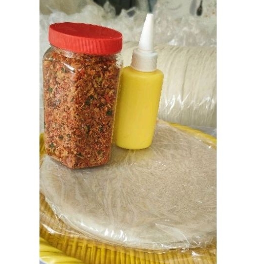 Bánh tráng phơi sương 250g bánh +hủ muối trộn 200g  và 1chai bơ 100g