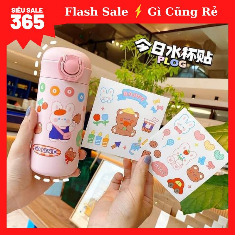 Miếng Nhãn Dán PET Sticker Hoạt Hình Trang Trí Bình Nước, Gói Quà, Làm Thiệp, Nhật Ký