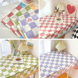 Khăn trải bàn sọc caro in hoạ tiết đáng yêu, thảm trải picnic decor vintage nhiều màu Hàn Quốc
