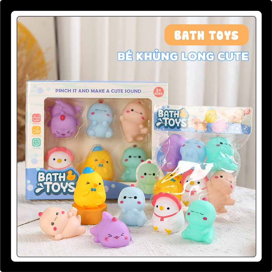 Đồ Chơi Thú Nhà Tắm Bóp Chít Hình Khủng Long Ngộ Nghĩnh Chất Liệu An Toàn Cho Bé Khi Chơi