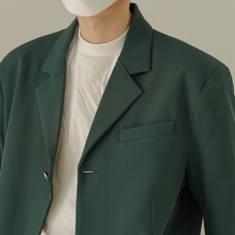 HERMES| Blazer Nam Tay Ngắn Xanh Lá