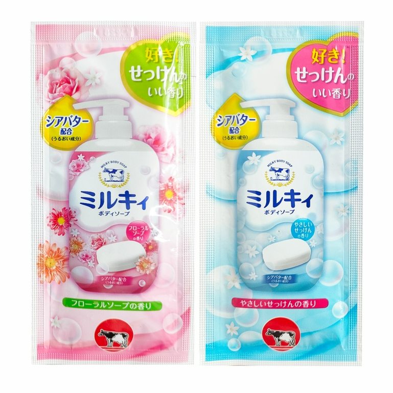 Set Mini - Sữa Tắm Dưỡng Trắng Mịn Da Chiết Xuất Sữa Bò Tươi Cow Milky Body Soap Floral ( 24mL)