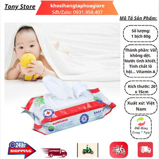 Khăn ướt baby wipes-80gr mẫu mới mùi dễ chịu