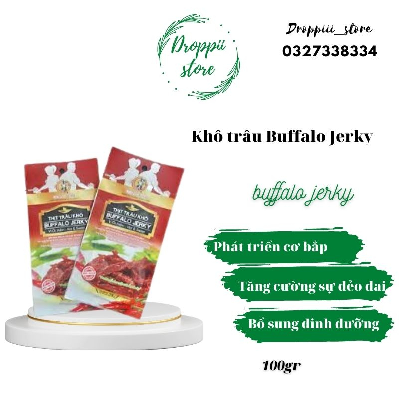 Khô Trâu Buffalo Jerky vị Ớt Hiểm, Khô Bò Beef Jerky vị Tây Bắc