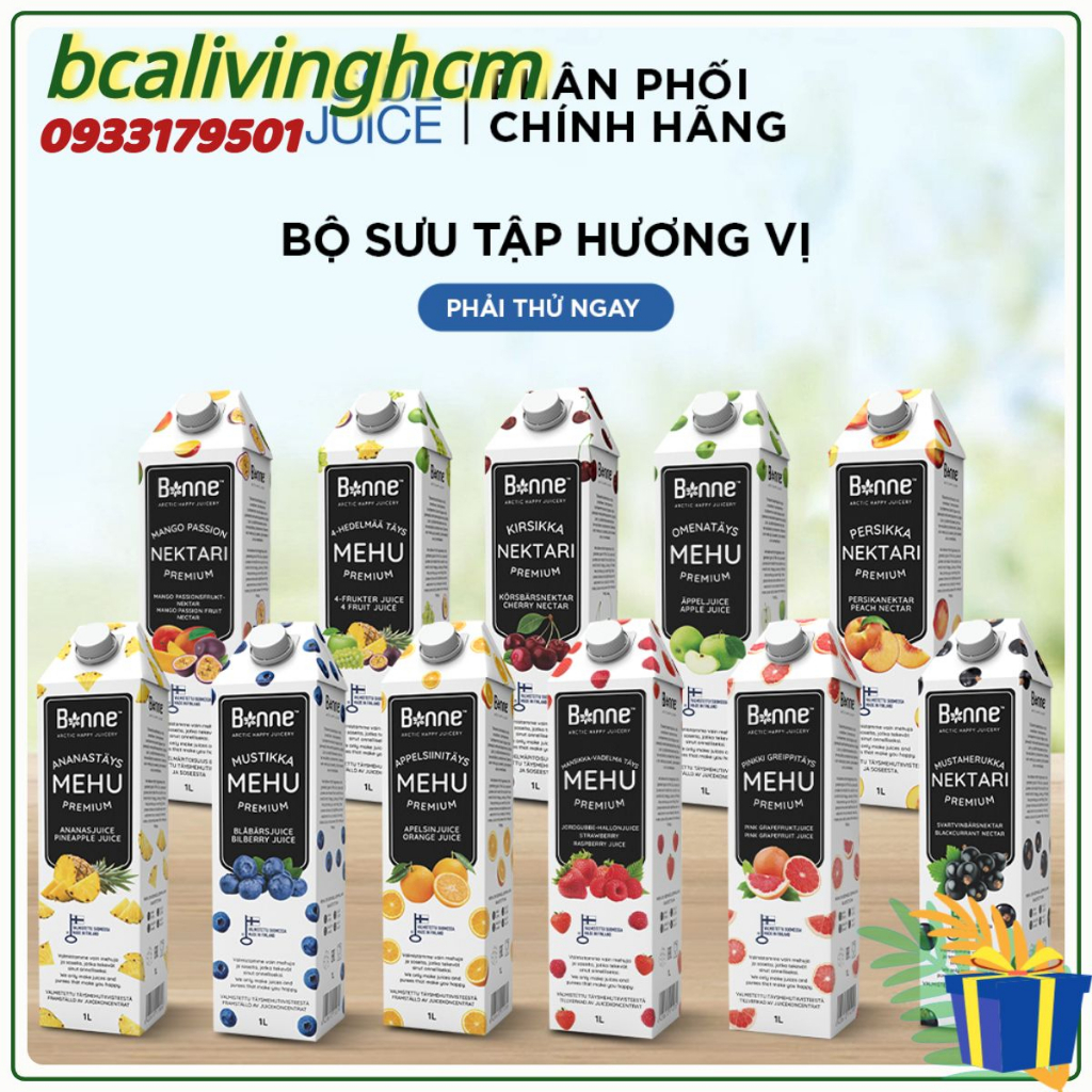Nước ép Việt quất rừng từ trái cây thật và nước suối tinh khiết Bonne Premium Bilberry SOUL JUICE thơm ngon nhiều vị