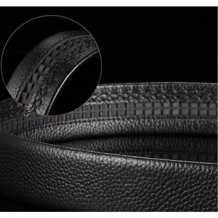 Thắt lưng da nam khóa tự động đầu đen cao cấp - TT